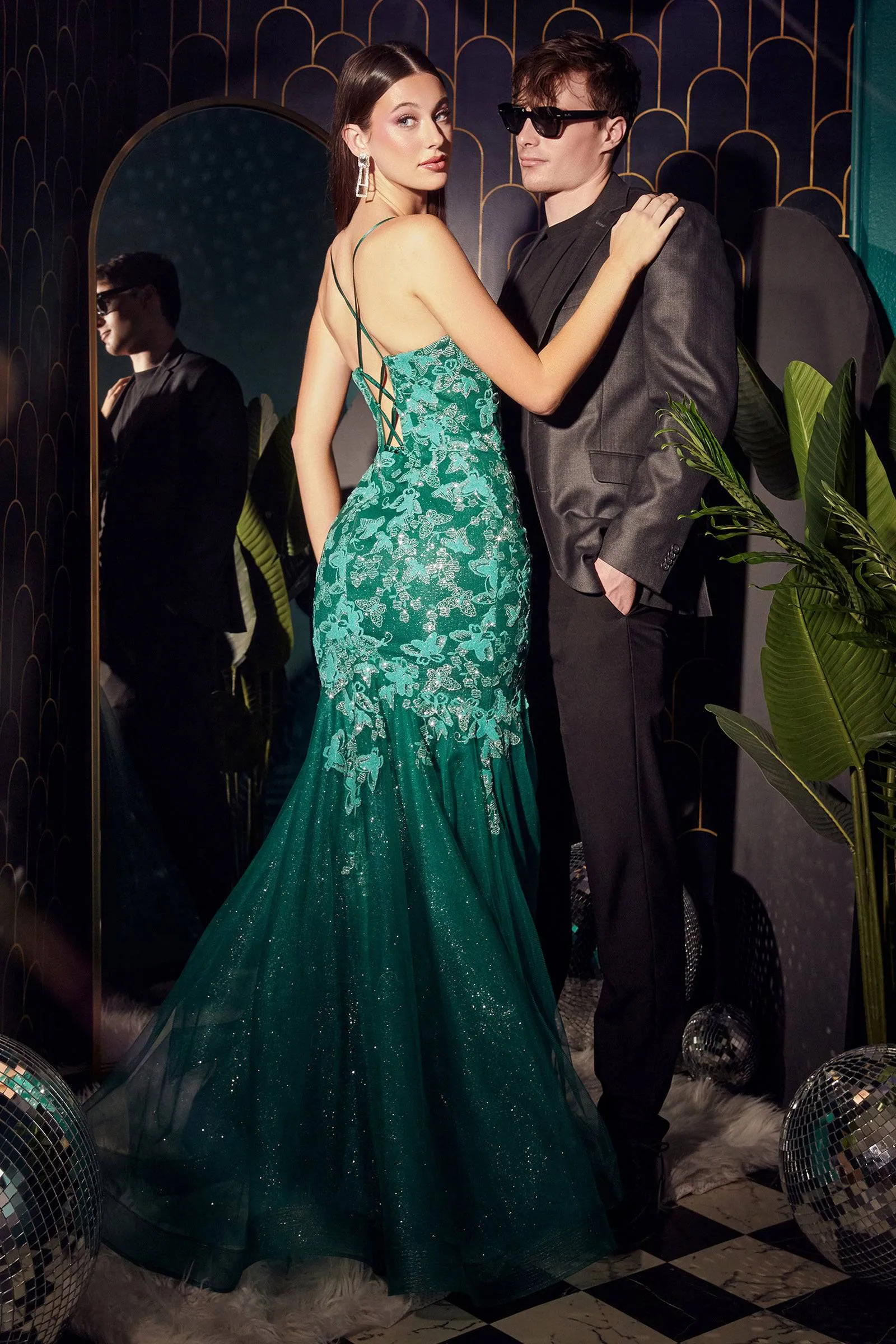 Cinderella Divine CB112 Sparkling Emerald Mermaid Dress