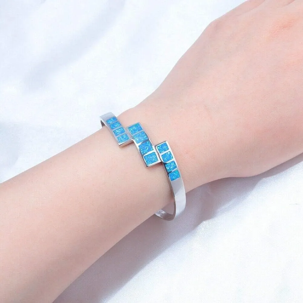CiNily Womens Cuff Bracelet,Opal Bangle Bracelets Gold Plated Hypoallergenic Ladies Gemstone Open Cuff Bangle Bracelet