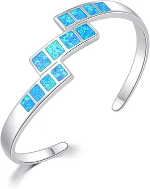 CiNily Womens Cuff Bracelet,Opal Bangle Bracelets Gold Plated Hypoallergenic Ladies Gemstone Open Cuff Bangle Bracelet