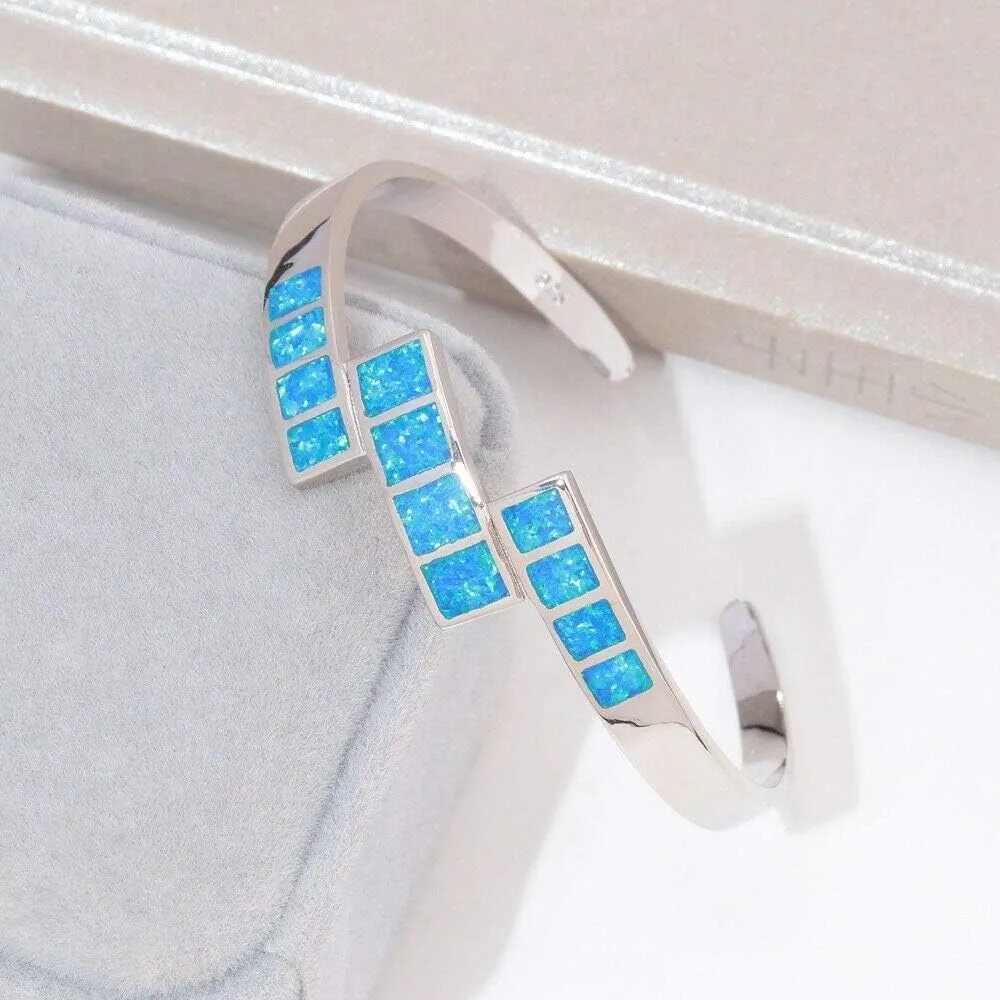 CiNily Womens Cuff Bracelet,Opal Bangle Bracelets Gold Plated Hypoallergenic Ladies Gemstone Open Cuff Bangle Bracelet
