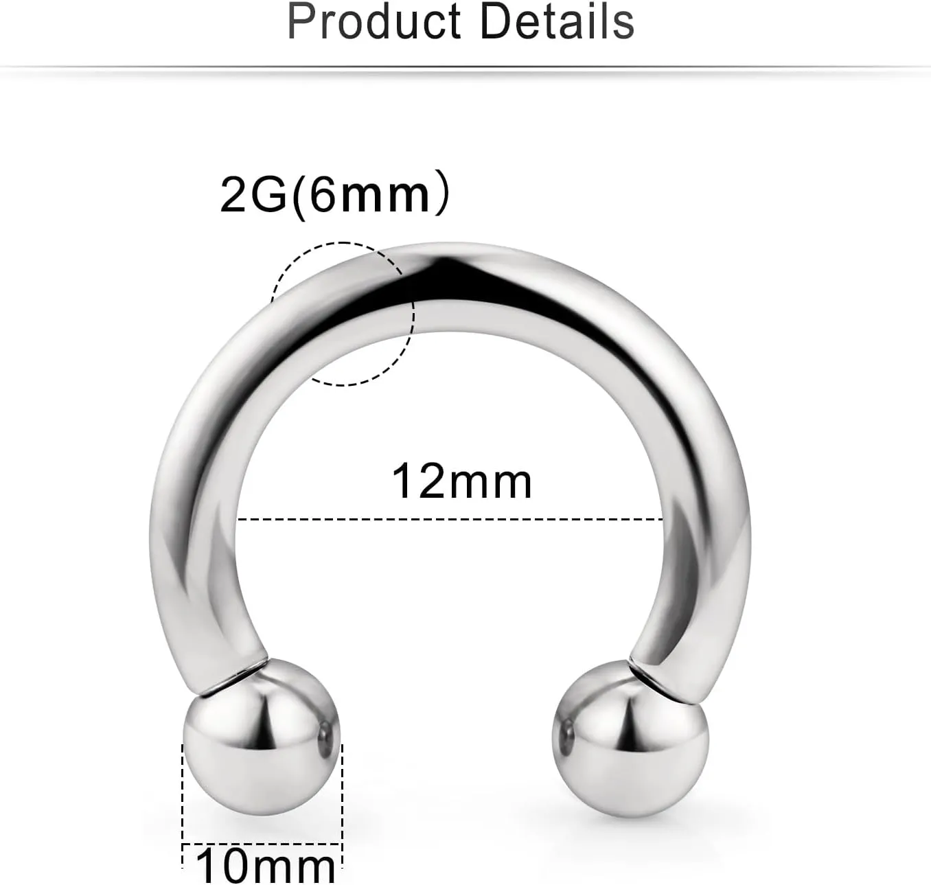 Cisyozi 6G 8G Titaniumm Septum Rings Gauges Tunnels Earrings Stretching kit Hypoallergenic Medical Implant Septum Nose Lip PA Ring Hoop Earring Piercing Jewelry Women Men 12mm 14mm 16mm
