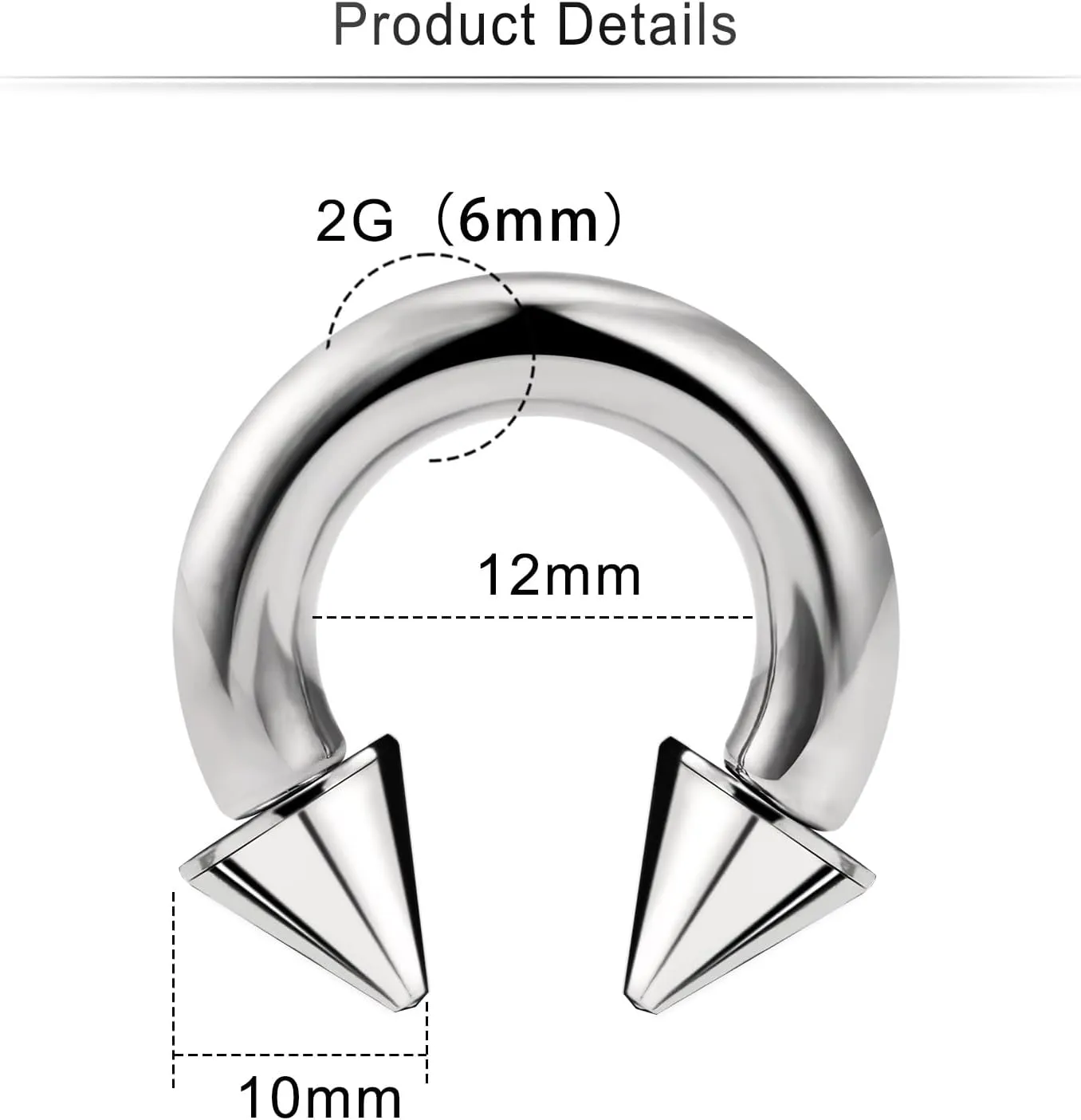 Cisyozi 6G 8G Titaniumm Septum Rings Spike Gauges Tunnels Earrings Stretching kit Hypoallergenic Medical Implant Septum Nose Lip PA Ring Hoop Earring Piercing Jewelry Women Men 12mm 14mm 16mm