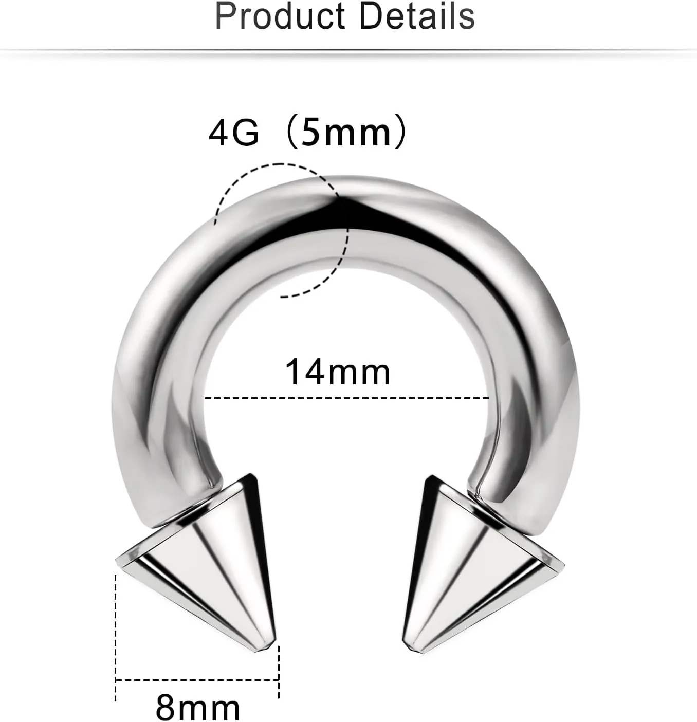 Cisyozi 6G 8G Titaniumm Septum Rings Spike Gauges Tunnels Earrings Stretching kit Hypoallergenic Medical Implant Septum Nose Lip PA Ring Hoop Earring Piercing Jewelry Women Men 12mm 14mm 16mm