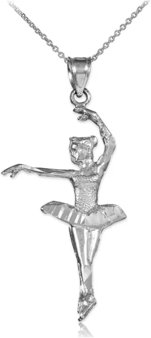 Claddagh Gold Sterling Silver Ballerina Girl Charm Tiny Dancer Pendant Necklace
