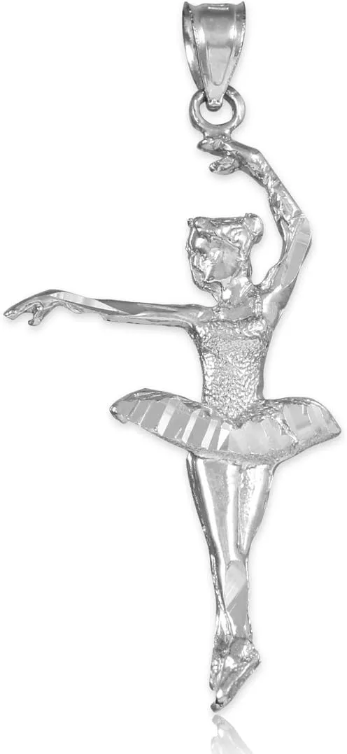 Claddagh Gold Sterling Silver Ballerina Girl Charm Tiny Dancer Pendant Necklace