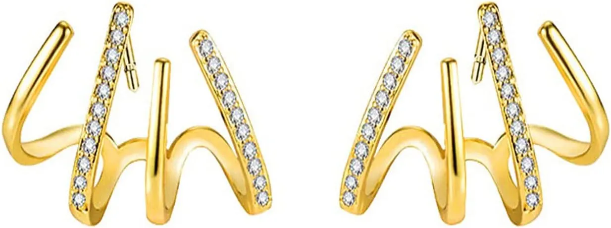 Claw Earring Zircon Needle Earring for Women Claw Stud Earring Cuff for Women Rhinestone Wrap Claw Ear Cuff Earrings