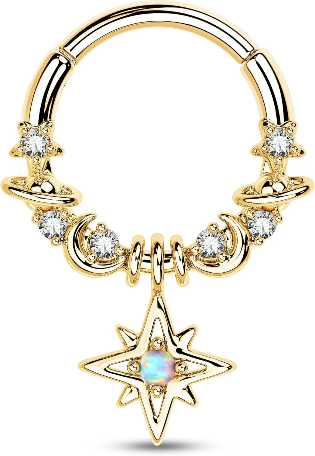 CM Crareesi Mania Dangle Septum Piercing Jewelry Star Septum Ring 316L Surgical Steel Daith Piercing Jewelry 16G Cute Helix Earrings for Women Dangle Nose Ring