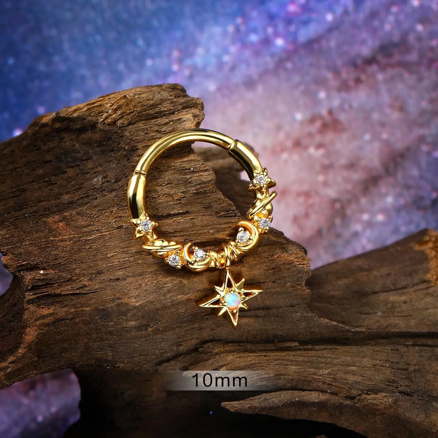 CM Crareesi Mania Dangle Septum Piercing Jewelry Star Septum Ring 316L Surgical Steel Daith Piercing Jewelry 16G Cute Helix Earrings for Women Dangle Nose Ring