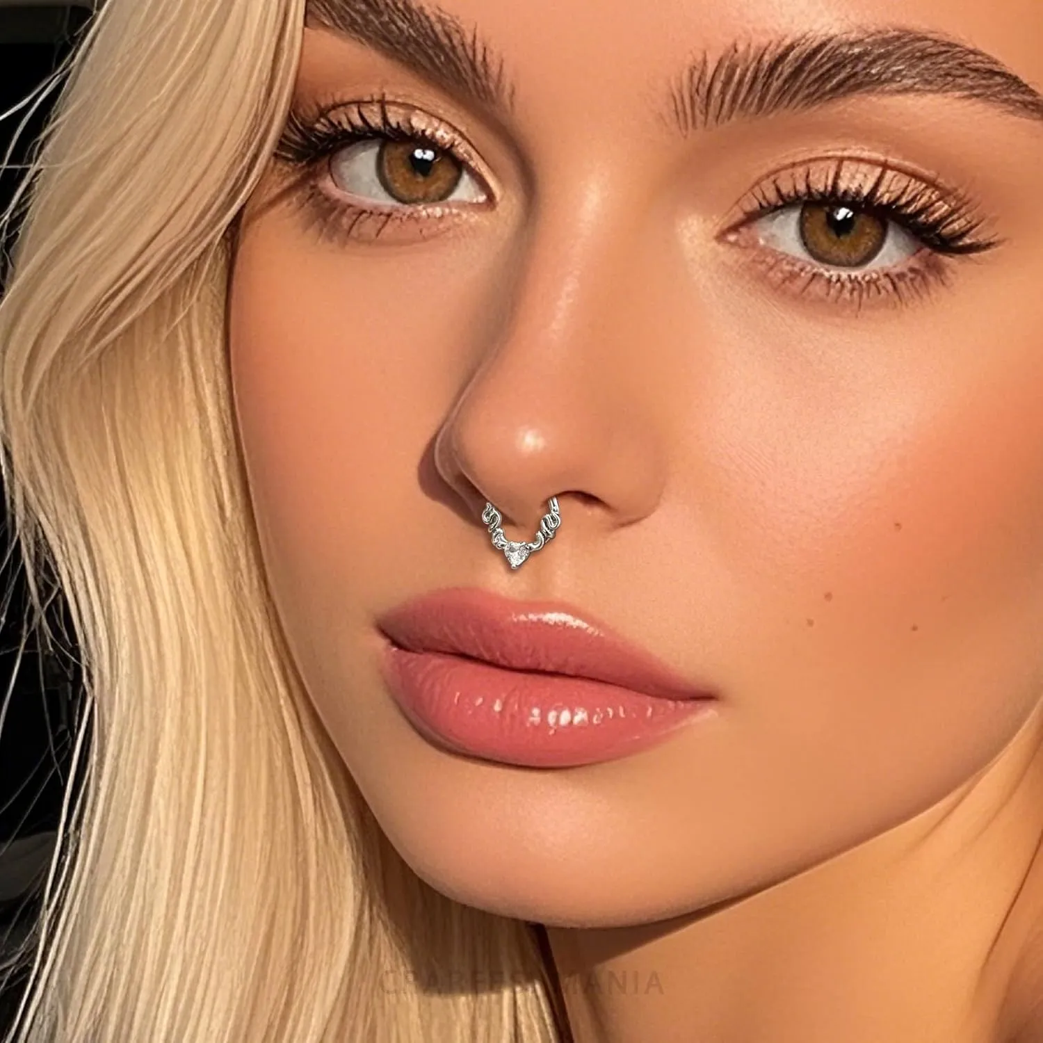 CM Crareesi Mania Septum Rings Snake Septum Piercing Jewelry 316L Stainless Steel Septum Clicker 16G Heart CZ Septum Nose Rings Daith Piercing Jewelry