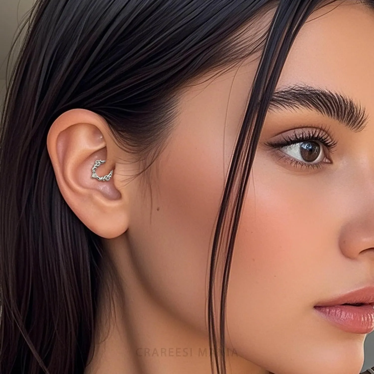 CM Crareesi Mania Septum Rings Snake Septum Piercing Jewelry 316L Stainless Steel Septum Clicker 16G Heart CZ Septum Nose Rings Daith Piercing Jewelry