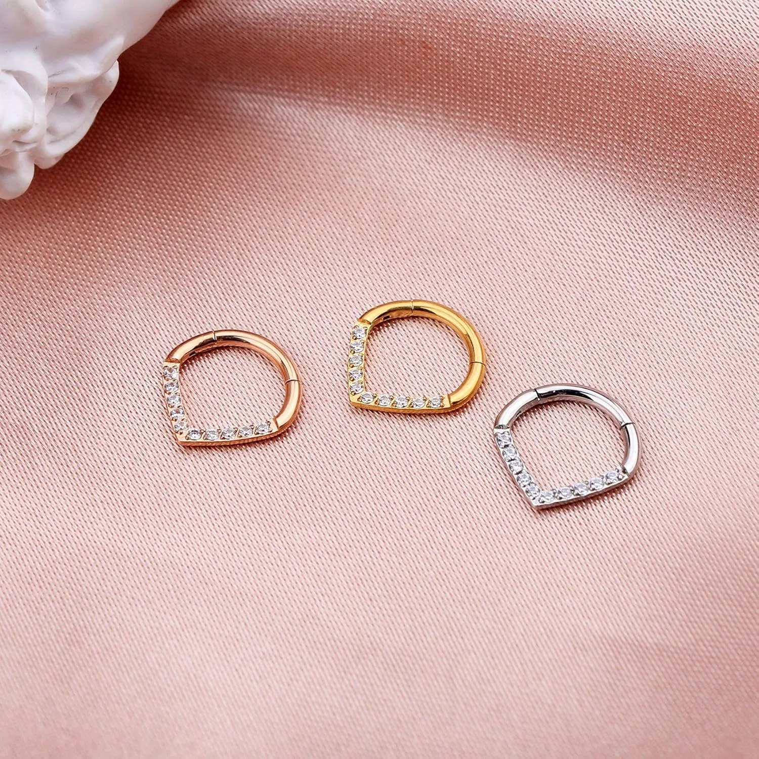 CM Crareesi Mania Teardrop Daith Earrings Hoop Hinged Clicker Rings 16G Helix Cartilage Earrings Hoop 316L Stainless Steel CZ Helix Tragus Daith Septum Clicker Jewelry