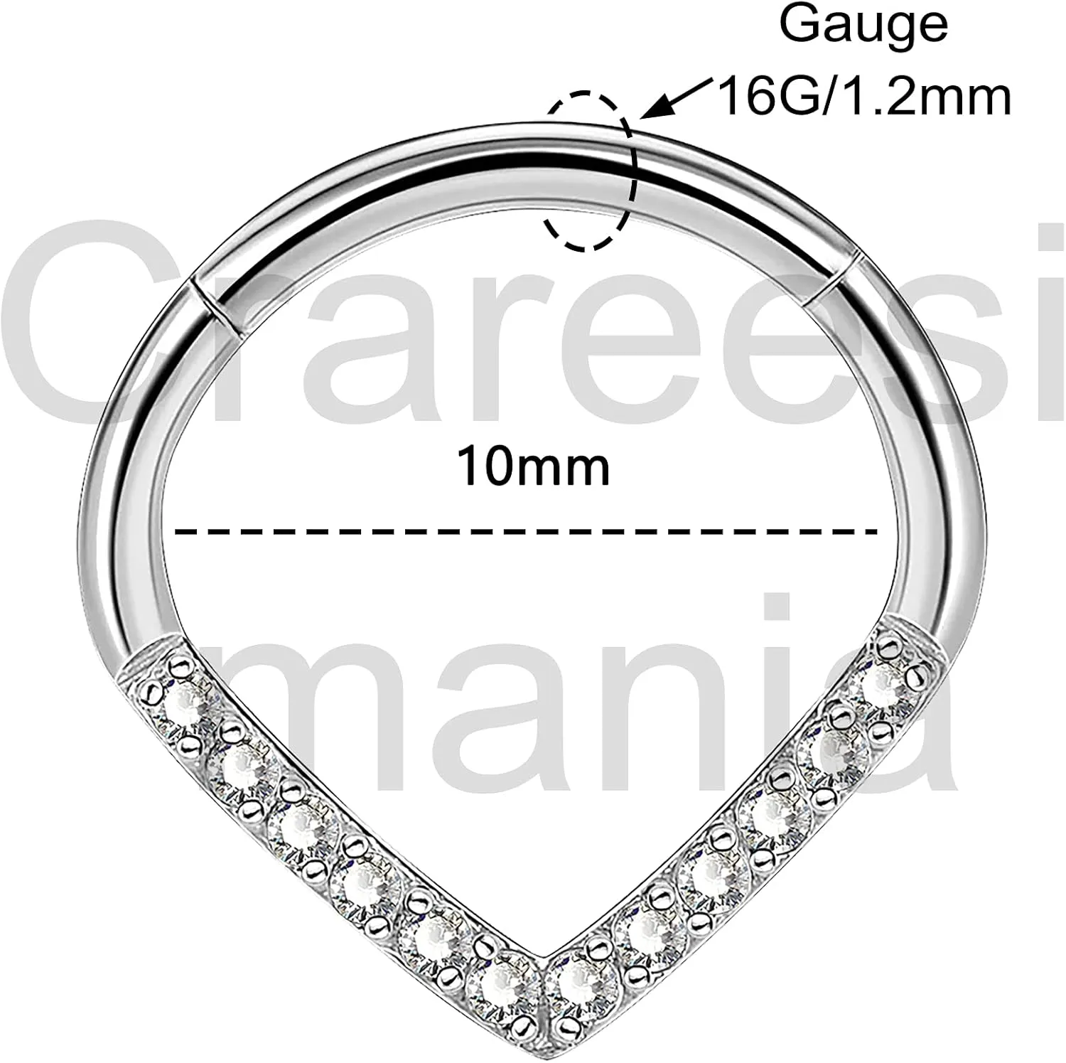 CM Crareesi Mania Teardrop Daith Earrings Hoop Hinged Clicker Rings 16G Helix Cartilage Earrings Hoop 316L Stainless Steel CZ Helix Tragus Daith Septum Clicker Jewelry