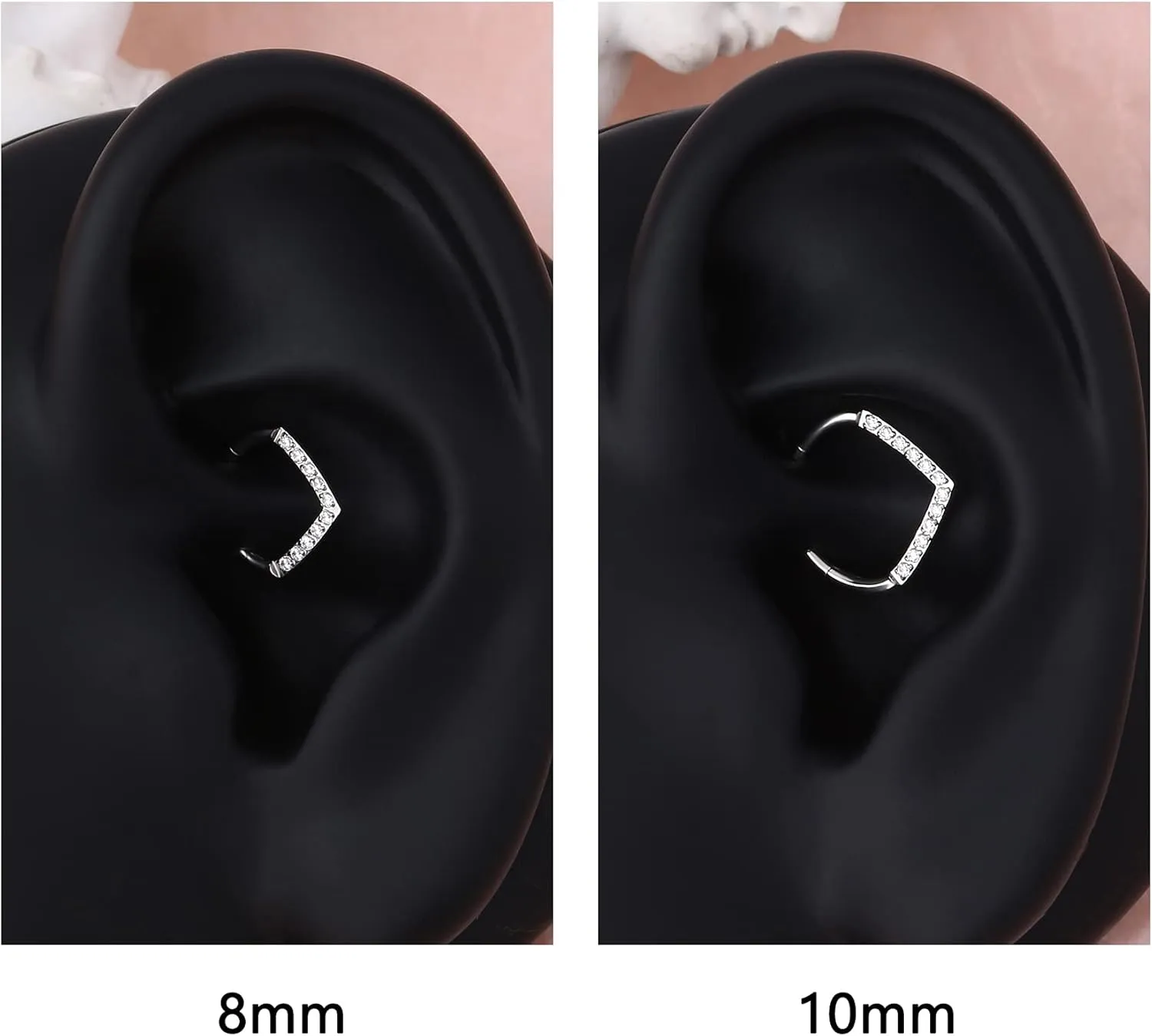 CM Crareesi Mania Teardrop Daith Earrings Hoop Hinged Clicker Rings 16G Helix Cartilage Earrings Hoop 316L Stainless Steel CZ Helix Tragus Daith Septum Clicker Jewelry
