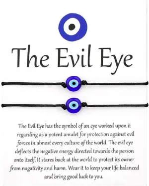 COLORFUL BLING 2pcs Lucky Thread String Evil Eye Wish Bracelet Set Adjustable Handmade Cord for Women Men Amulet Kabbalah Protection Friendship BFF Family Jewelry
