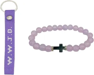 COLORFUL BLING Christian Cross Gifts, WWJD Bracelets, Keychain Holder, Wrislet - Protection Pray Inspirational Religious Christian Bracelet
