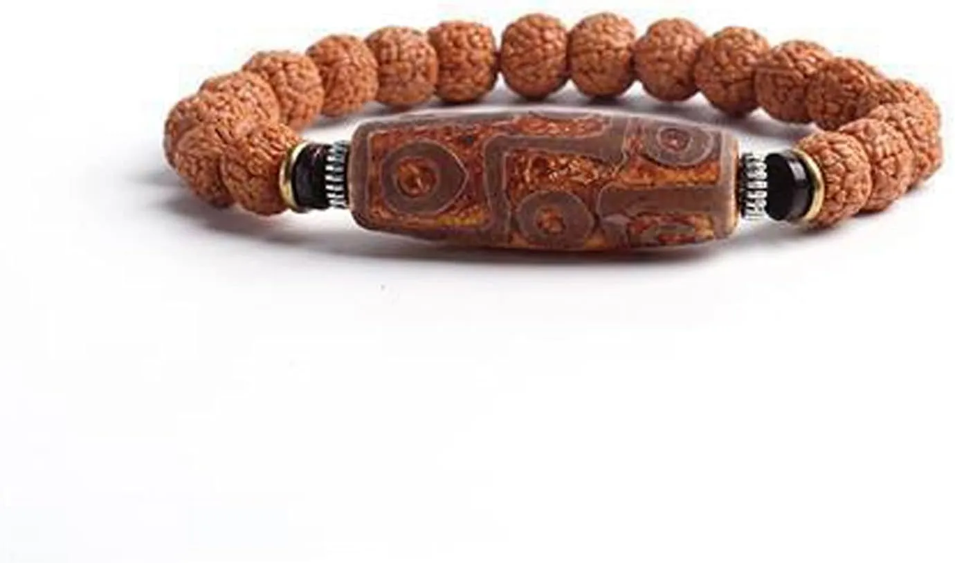 COLORFUL BLING Handmade Rudraksha Seeds Tibetan Wrist Bracelet Meditation Beads Prayer Mala Stretch Bracelet Buddha Yoga for Women and Men Jewelry