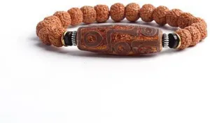 COLORFUL BLING Handmade Rudraksha Seeds Tibetan Wrist Bracelet Meditation Beads Prayer Mala Stretch Bracelet Buddha Yoga for Women and Men Jewelry