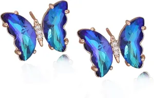 Colorful Butterfly Stud Earrings for Women Enamel Statement Cubic Zirconia Butterfly Jewelry Women Gifts for Christmas