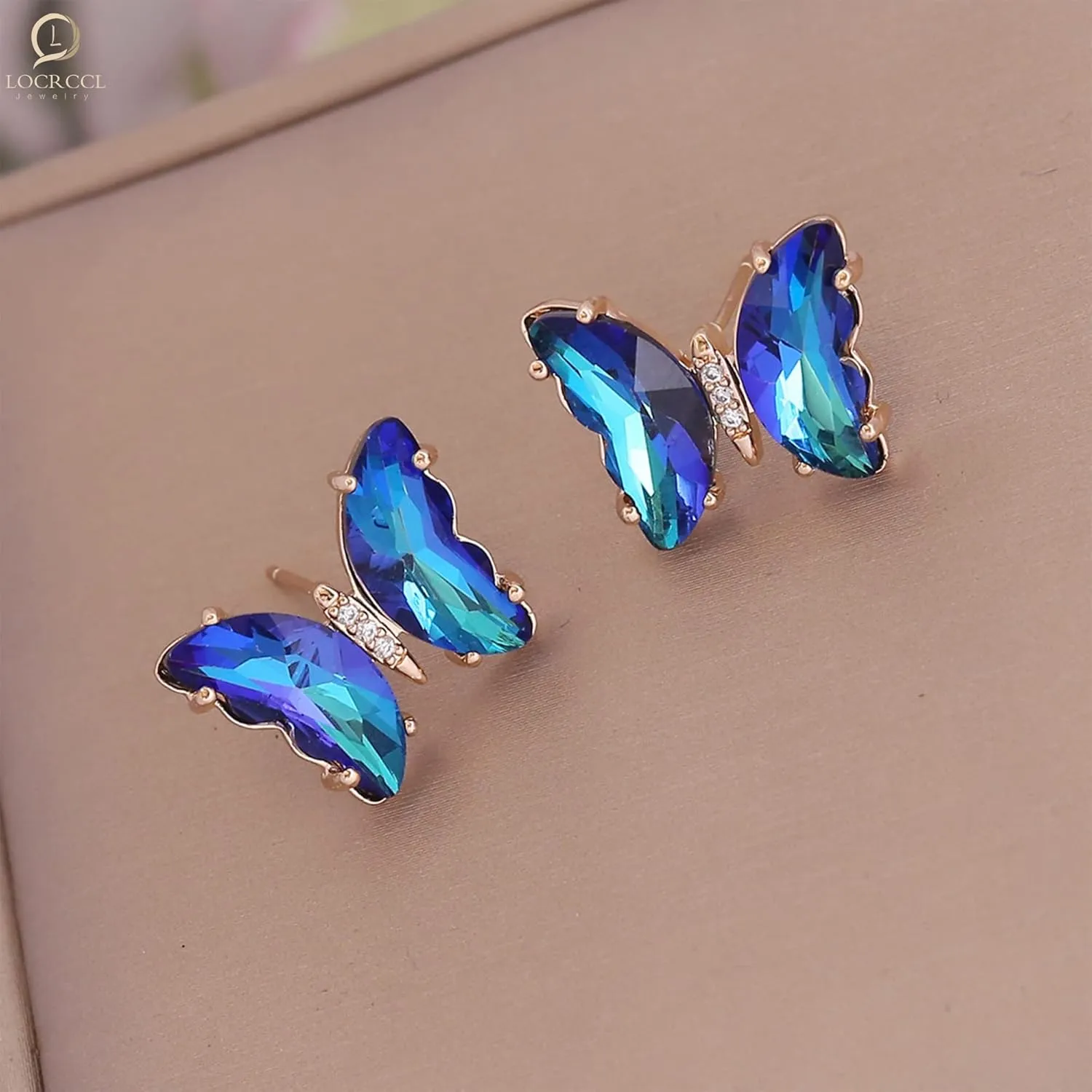 Colorful Butterfly Stud Earrings for Women Enamel Statement Cubic Zirconia Butterfly Jewelry Women Gifts for Christmas