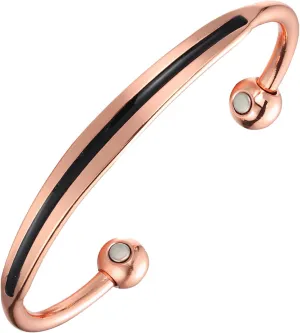 Copper Bracelet for Women Black Oil Cuff Bangle, 3500 Gauss Powerful Magnets Adjustable Girls Jewelry