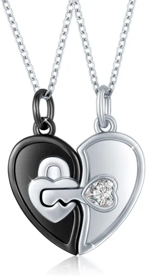 Couple Necklaces for Boyfriend and Girlfriend,Sterling Silver Lovers Two Souls Necklace You Hold the Key to My Heart Necklace for Him and Her Valentines Day Birthday Gifts King and Queen His and Her