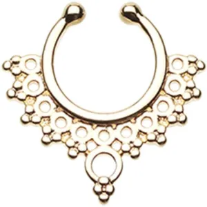 Covet Jewelry Golden Grand Entice Filigree Fake Septum Clip-On Ring