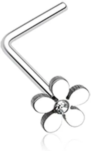 Covet Jewelry Grand Plumeria L-Shaped Nose Ring
