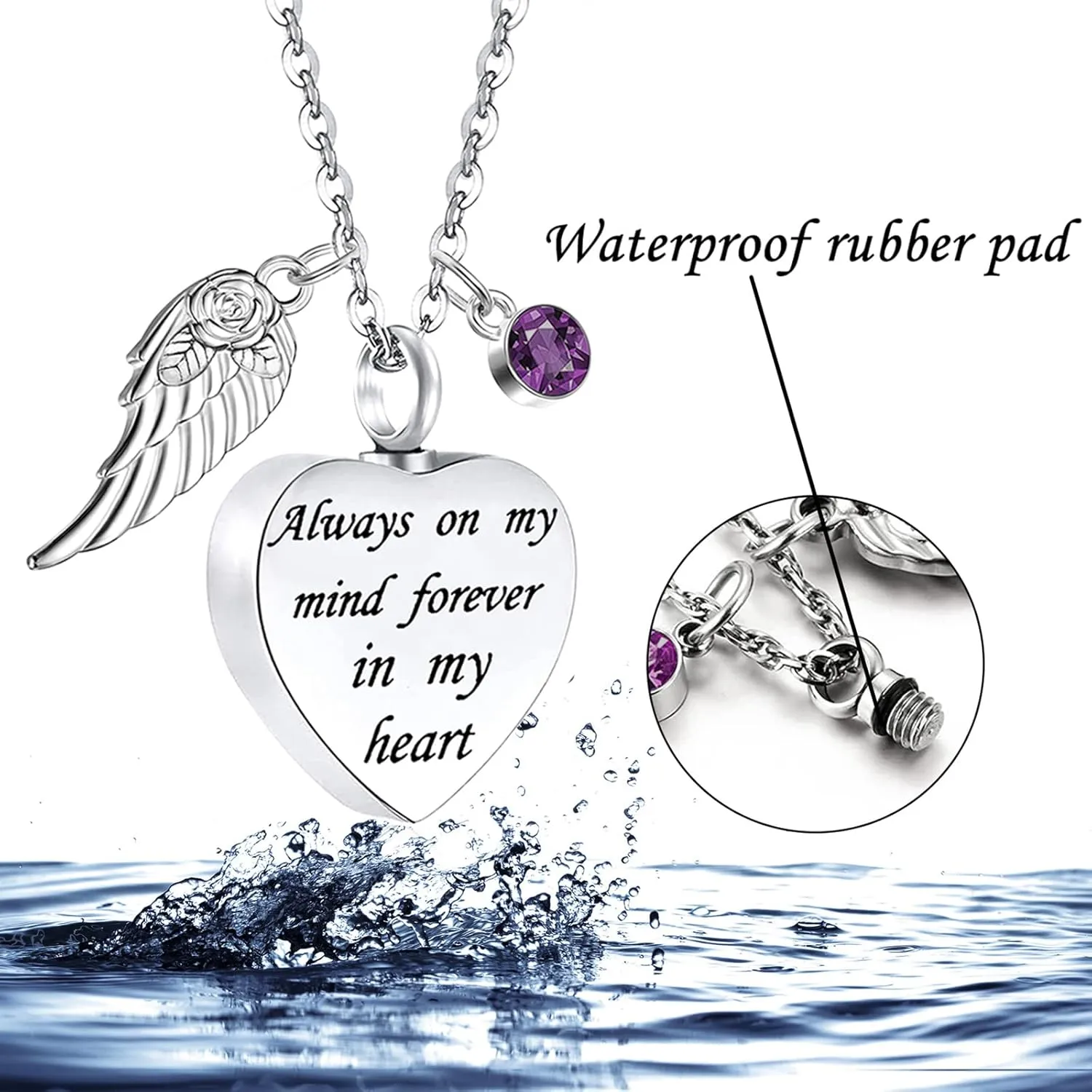 Cremation Urn Necklace Set of 5 - Crystal Heart Cremation Jewelry Memorial Keepsake Urn for Human Ashes Pendant Necklace for Women & Men