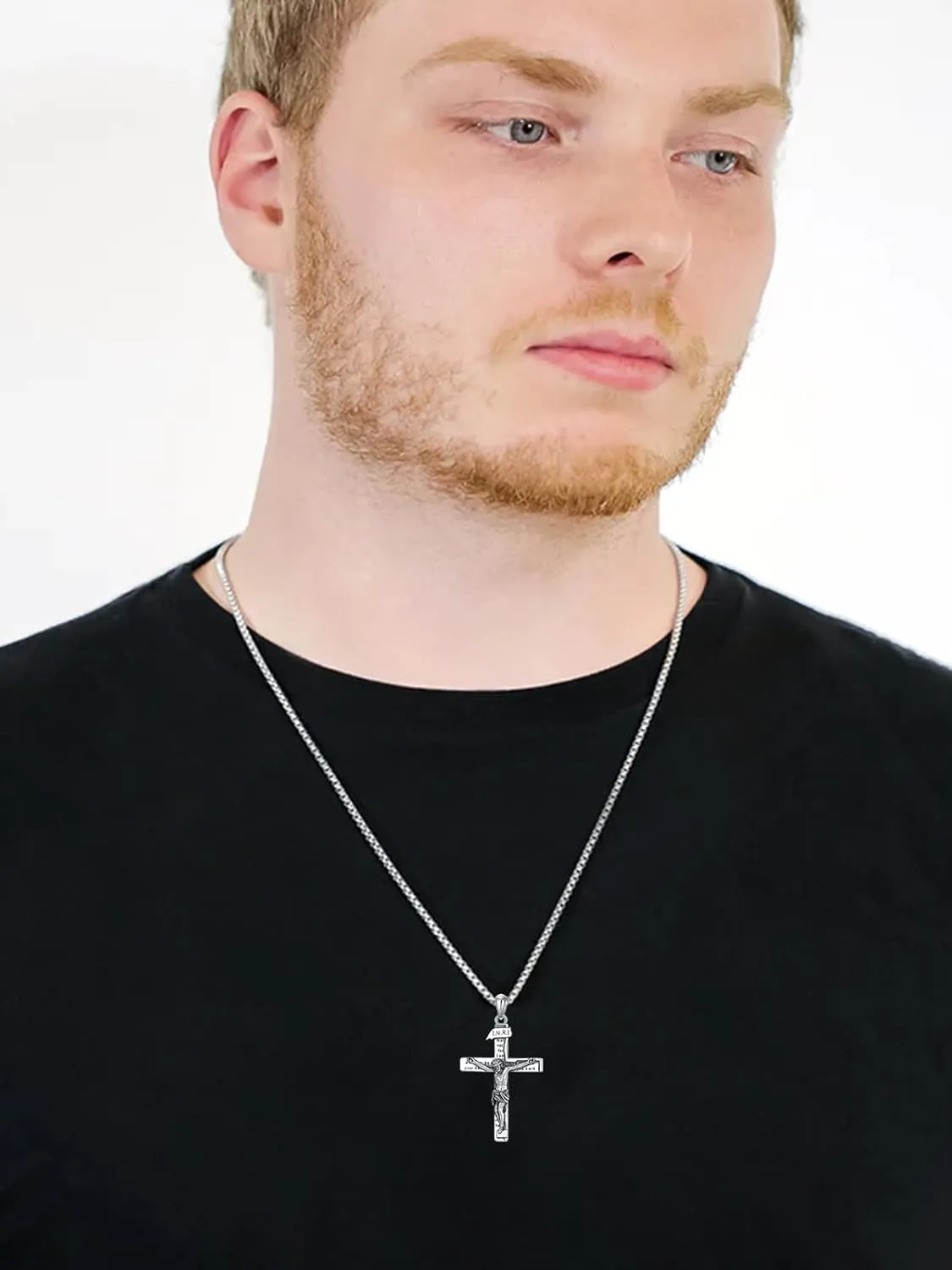 Cross Necklace 925 Sterling Silver Cross Pendant Fathers Day Birthday Gifts for Men Gifts for Father Gifts for Dad