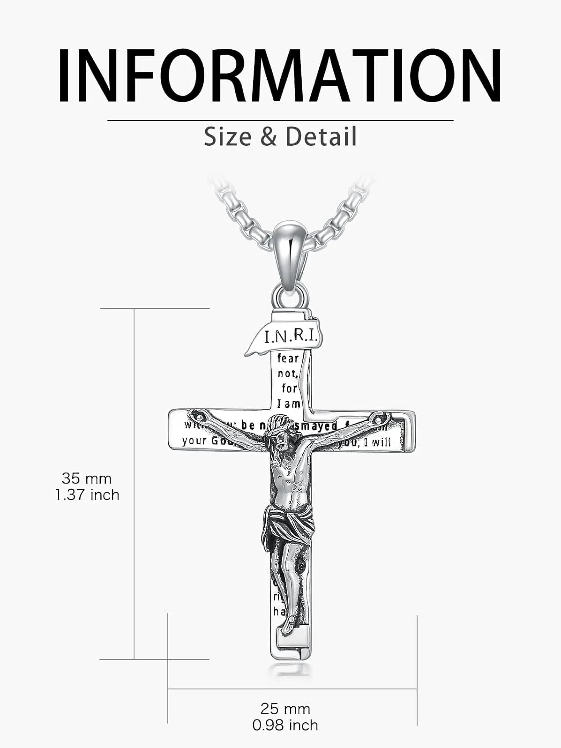 Cross Necklace 925 Sterling Silver Cross Pendant Fathers Day Birthday Gifts for Men Gifts for Father Gifts for Dad