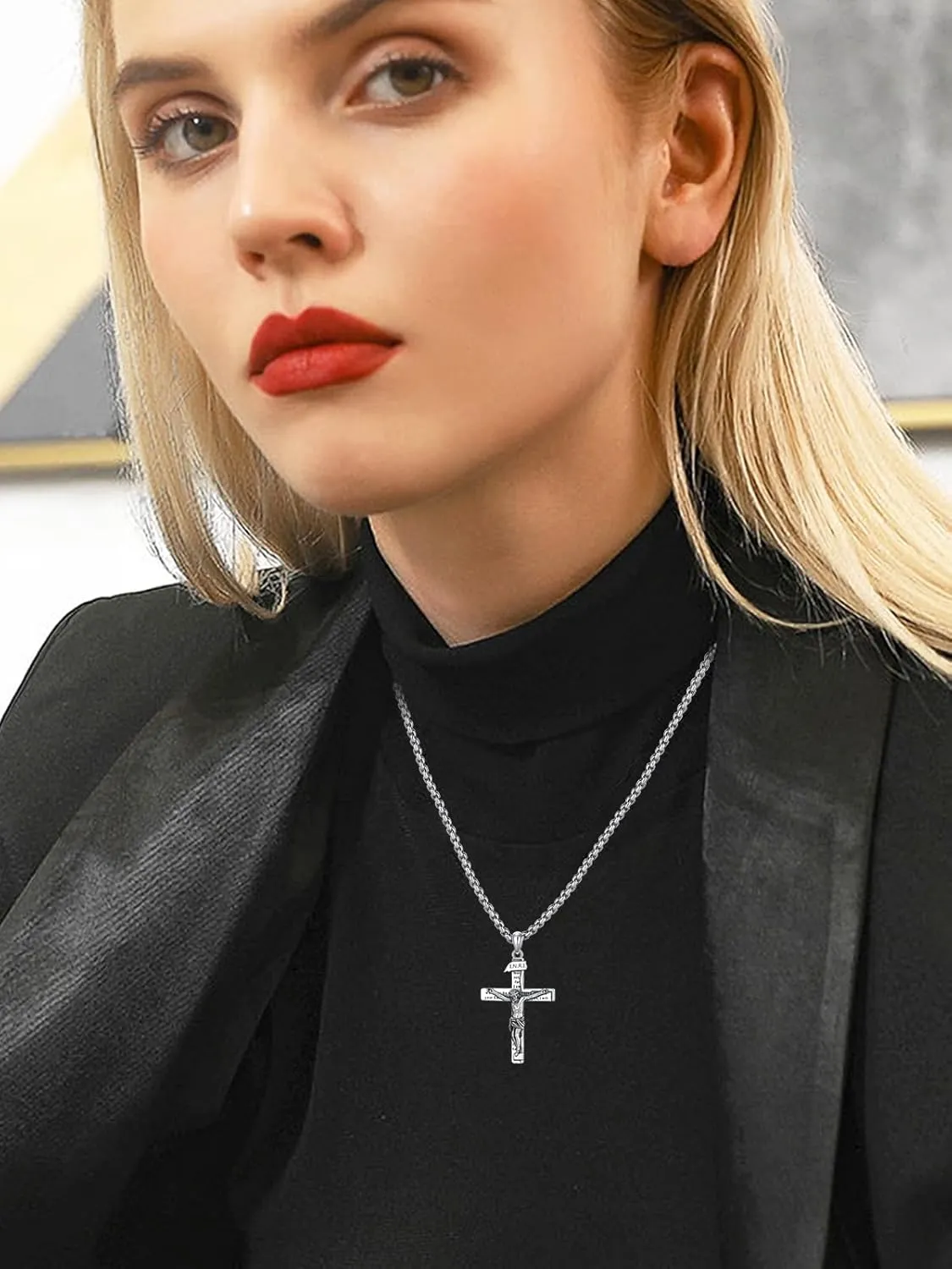 Cross Necklace 925 Sterling Silver Cross Pendant Fathers Day Birthday Gifts for Men Gifts for Father Gifts for Dad