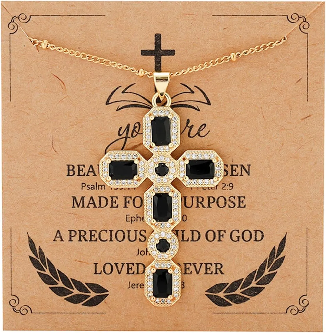 Cross Necklace for Women Diamond Cross Pendant Necklace Cubic Zirconia Crystal Birthstone Cross Necklace Religious Gifts for Women