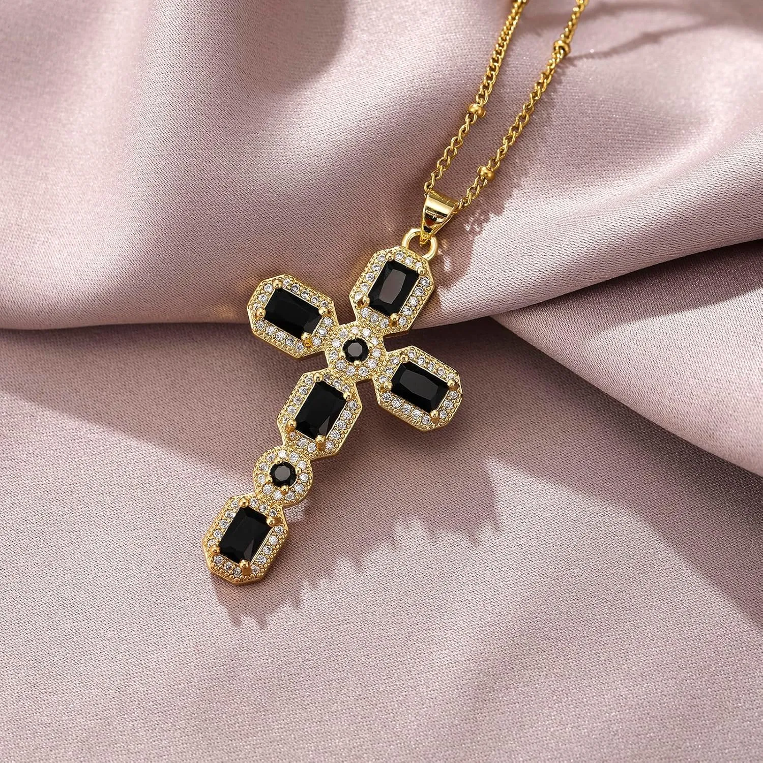 Cross Necklace for Women Diamond Cross Pendant Necklace Cubic Zirconia Crystal Birthstone Cross Necklace Religious Gifts for Women