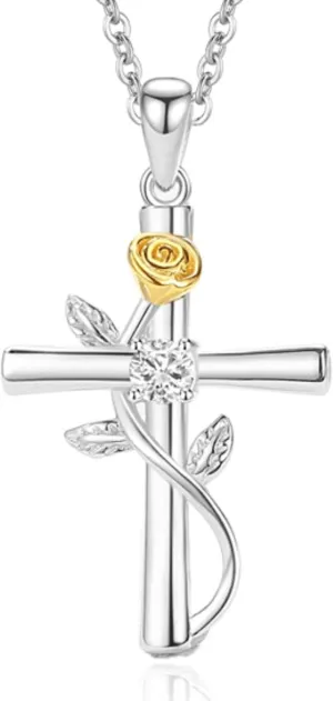 Cross Necklaces for Women, Silver Cross Pendant Necklace with 5A CZ, 18K White/Yellow Gold Plated Infinity Cross Necklace, 18-20" Adjustable Chain, Birthday Jewelry Gifts for Faith, Easter