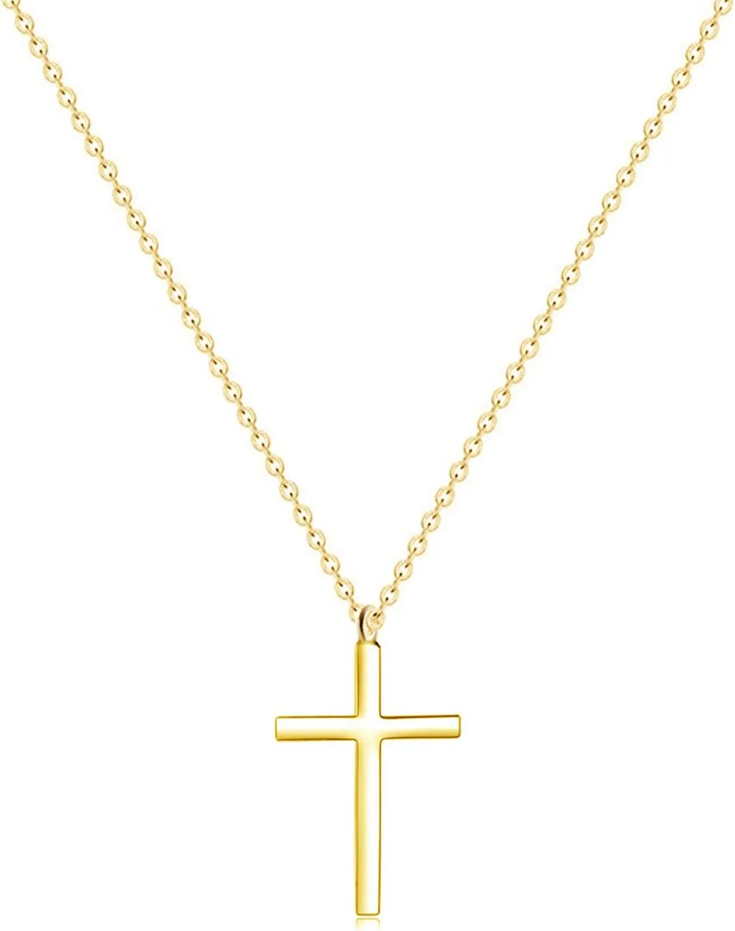 Cross Pendant Necklace for Women 18K Gold Plated Stainless Steel tiny Cross Necklace Simple Christian Religious Necklace