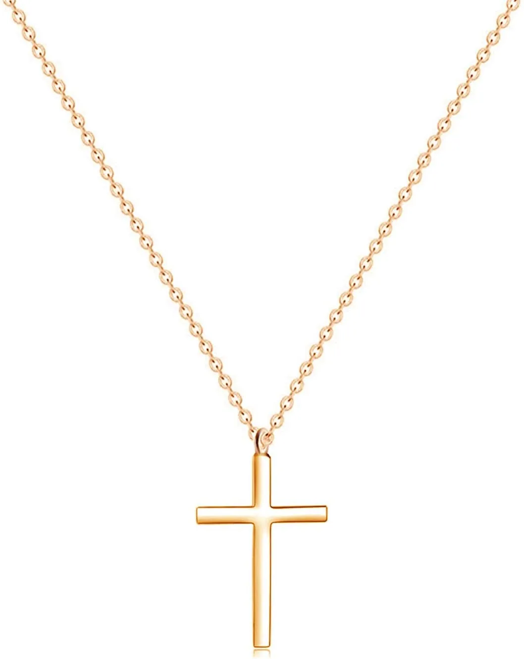 Cross Pendant Necklace for Women 18K Gold Plated Stainless Steel tiny Cross Necklace Simple Christian Religious Necklace