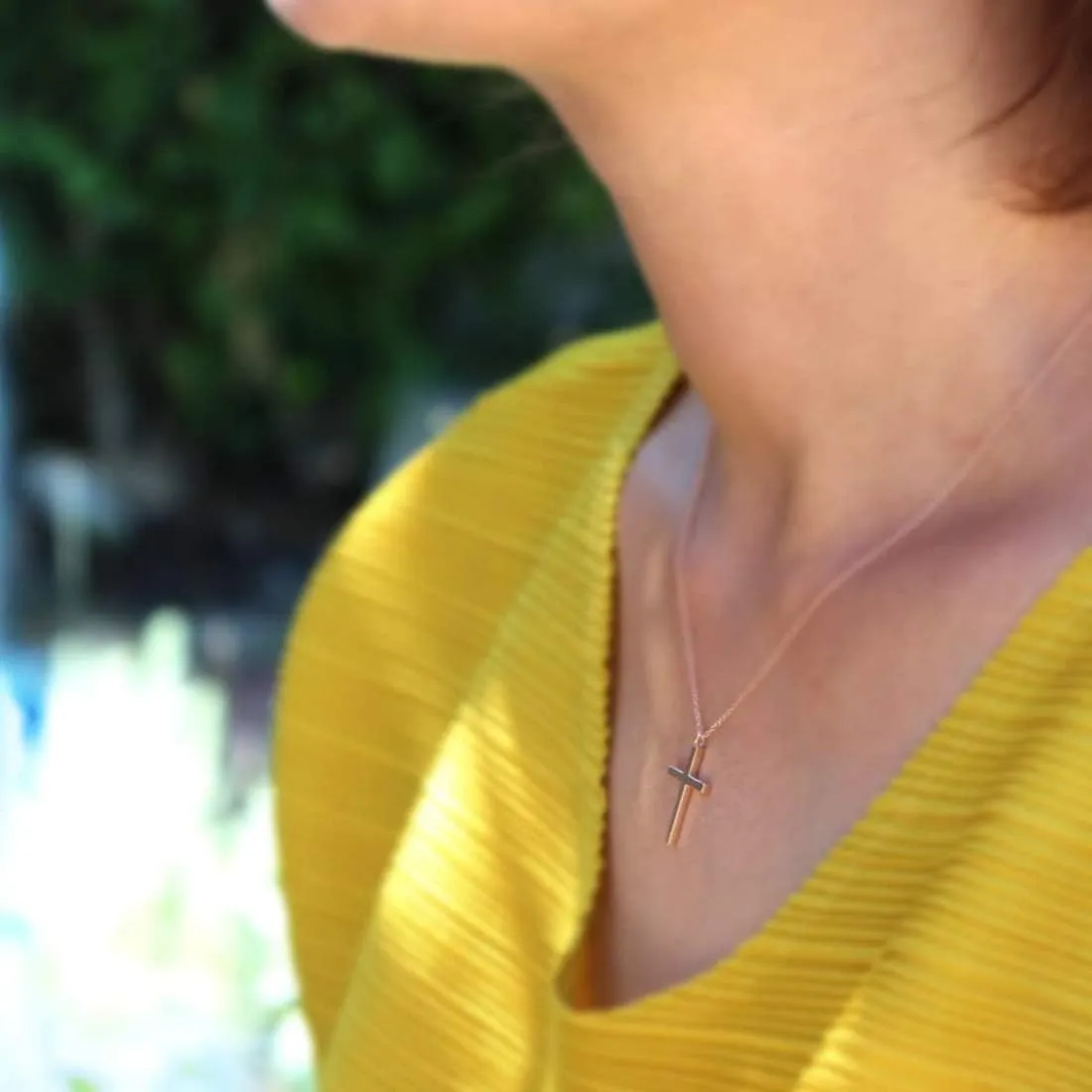 Cross Pendant Necklace for Women 18K Gold Plated Stainless Steel tiny Cross Necklace Simple Christian Religious Necklace