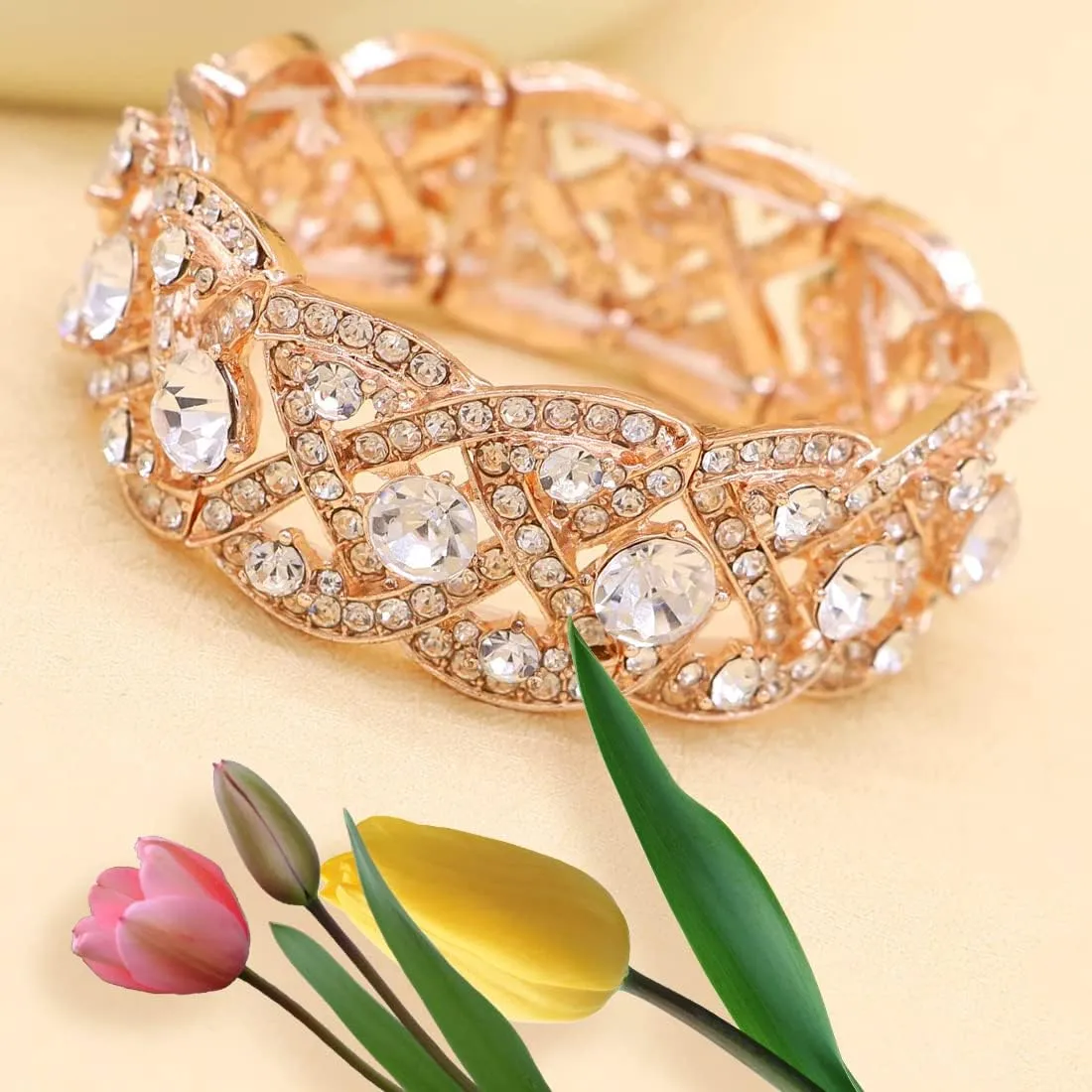 Crystal Wedding Jewelry Set Necklace Earring Set For Women and Brides Rose Gold and Silver Bridal Statement Jewelry sets