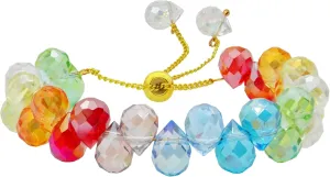 Crystals Slider Bracelet for Women Trendy, Dazzling Two-lay Teardrop/Geometric Shape Beaded Bracelet, With Velvet Jewelry Pouches|Adjustable Size 6-9.5 inches