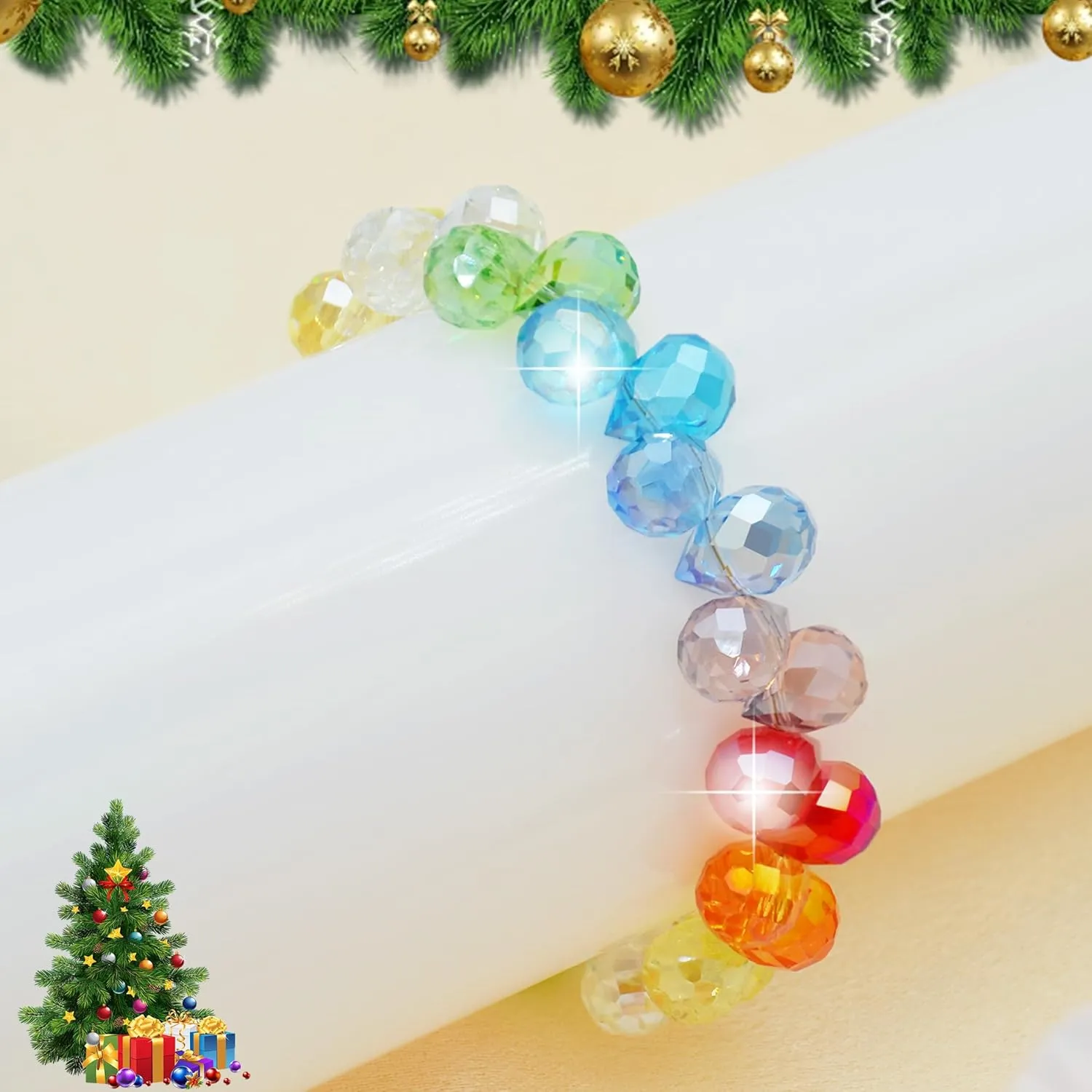 Crystals Slider Bracelet for Women Trendy, Dazzling Two-lay Teardrop/Geometric Shape Beaded Bracelet, With Velvet Jewelry Pouches|Adjustable Size 6-9.5 inches