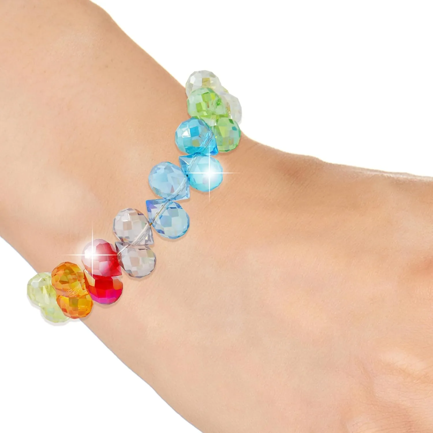 Crystals Slider Bracelet for Women Trendy, Dazzling Two-lay Teardrop/Geometric Shape Beaded Bracelet, With Velvet Jewelry Pouches|Adjustable Size 6-9.5 inches