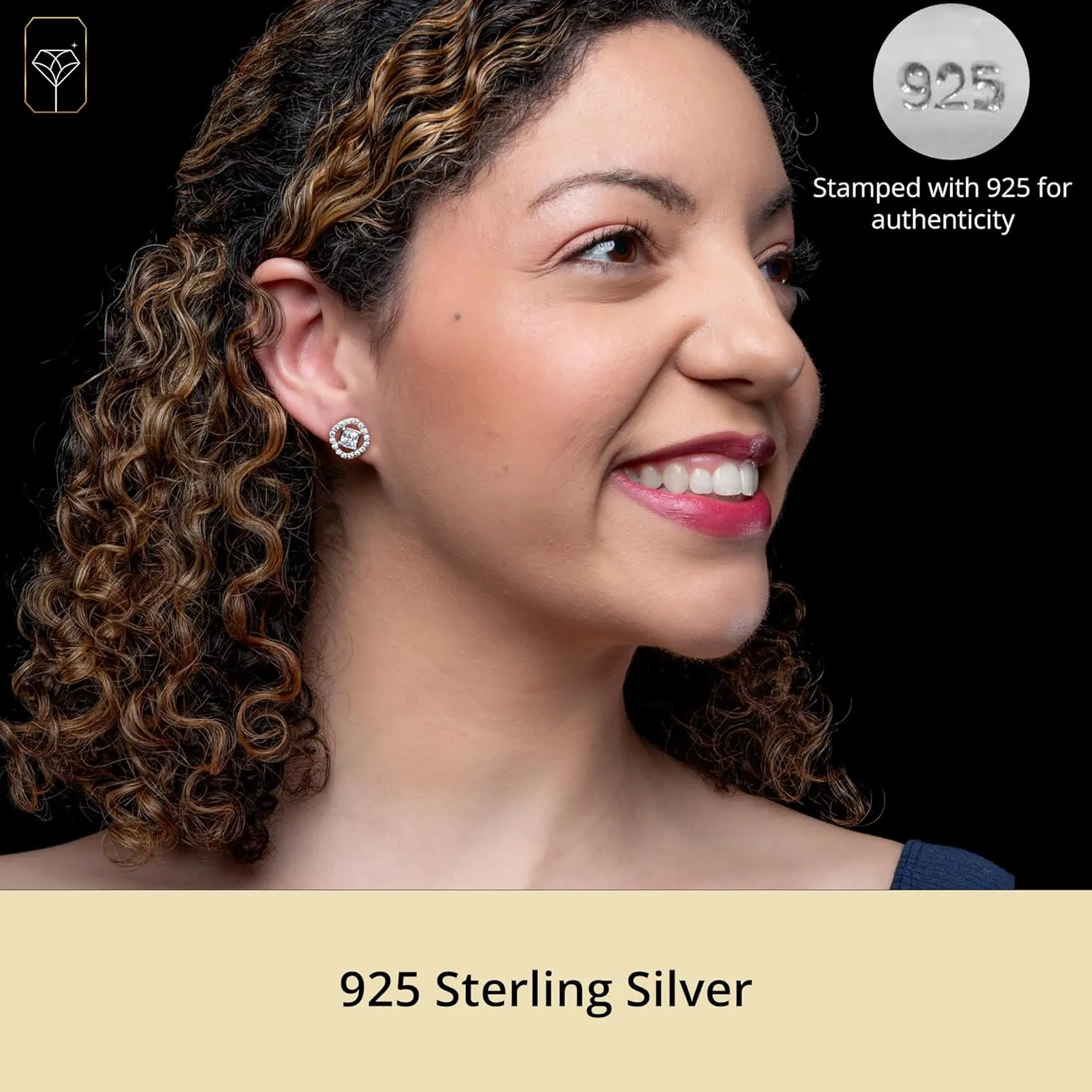 Cubic Zirconia Earrings with CZ Stud Center | 925 Sterling Silver CZ Stud Earrings for Women | Hypoallergenic Anti Tarnishing Womens Earrings by MAX   STONE
