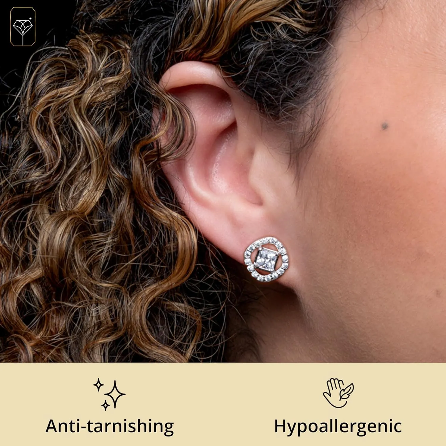 Cubic Zirconia Earrings with CZ Stud Center | 925 Sterling Silver CZ Stud Earrings for Women | Hypoallergenic Anti Tarnishing Womens Earrings by MAX   STONE