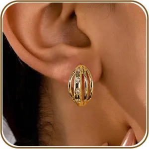 Cubic Zirconia Huggie Hoop Earrings 14k Gold Plated Small Hypoallergenic Simple Chunky Hoops Lightweight Trendy Jewelry Gift for Women