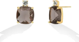 Cushion Cut Cubic Zirconia Crystal Stud Earrings For Women 925 Stering Silver Post 18K Gold Plated Jewelry Gifts