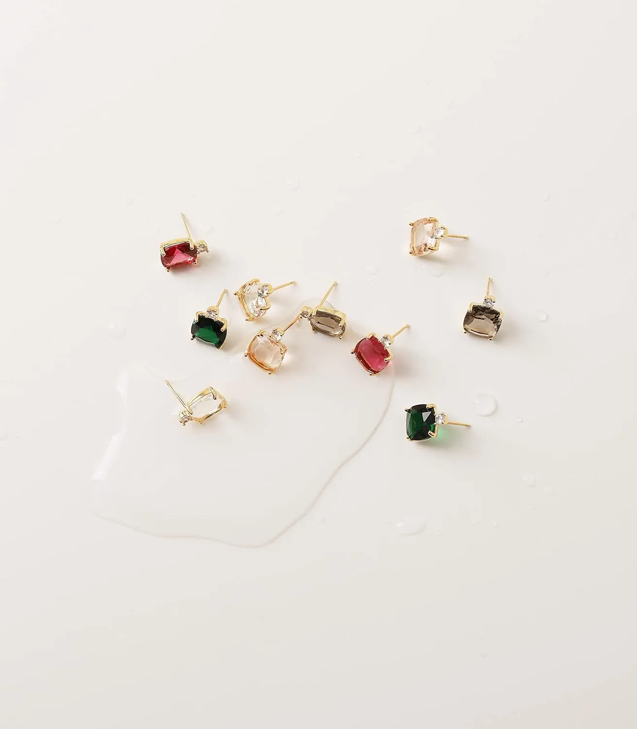 Cushion Cut Cubic Zirconia Crystal Stud Earrings For Women 925 Stering Silver Post 18K Gold Plated Jewelry Gifts