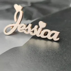 Custom Brooch Can Be Customized Name Jewelry Rose Gold Lapel Pin Stainless Steel Ladies Brooch Custom Unique Gift (Rose Gold,1pcs)
