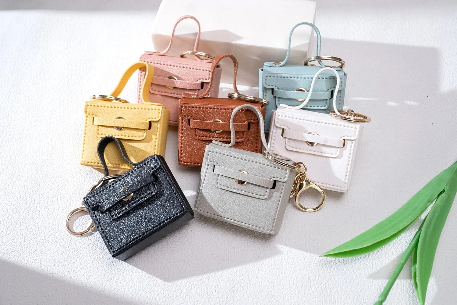 Cute Mini PU Leather Handbag Keychain & Bag Charms -Coin Wallet - Earphone PouchCute Bag Charms for Women