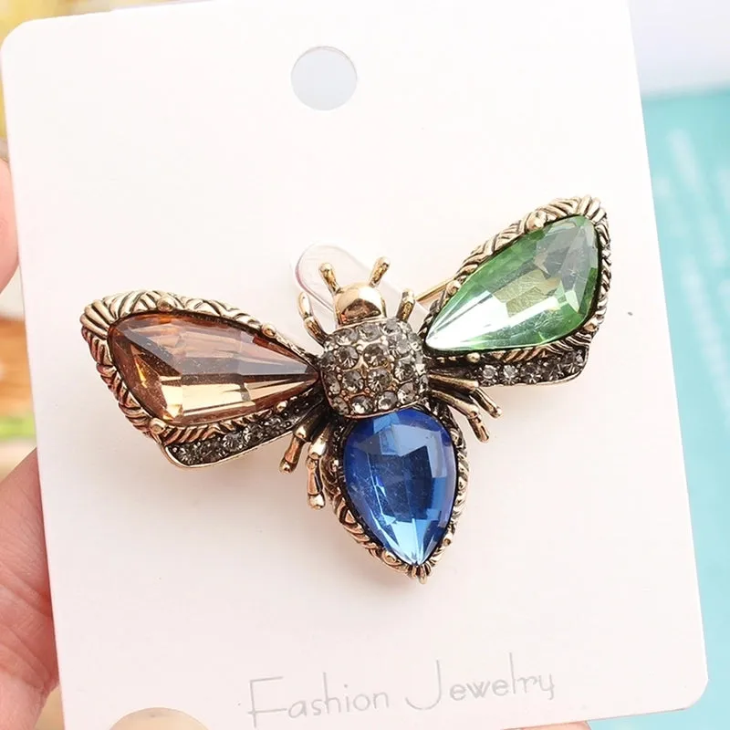 Cute Pastoral Bee Alloy Asymmetrical Rhinestones Women's Brooches