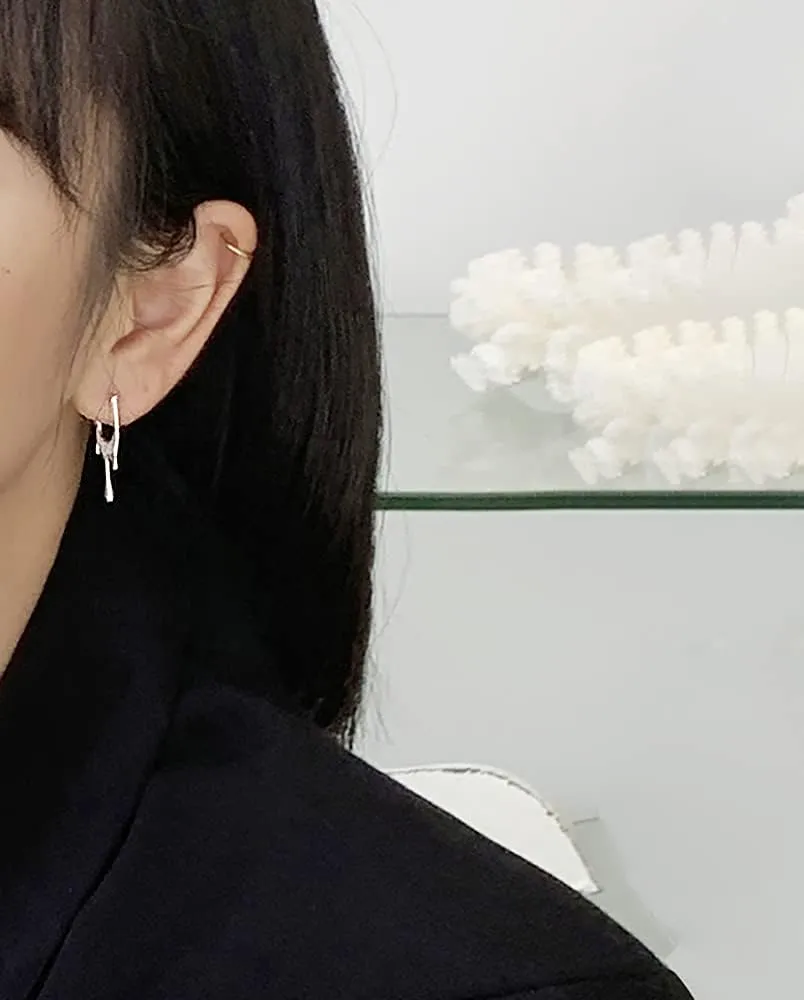 Cute Teardrop Dangle Earrings for Women Girls 925 Sterling Silver Post Minimalist Geometric Spike Tapered Cone Drop Dangling Open Small Hoop Hypoallergenic Delicate Halloween Christmas Jewelry Gifts